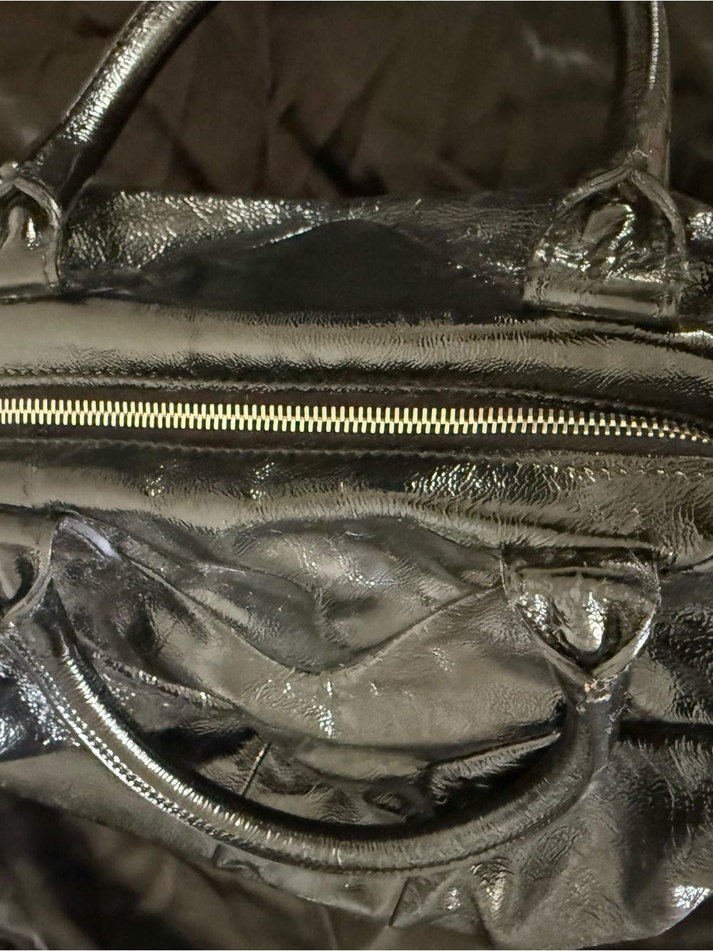Black Patent Leather Tote Bag - Picture 7 of 11